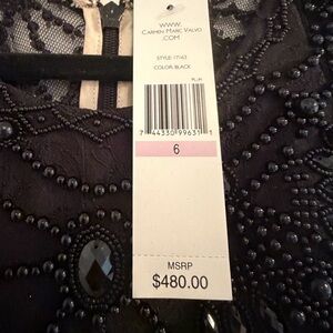 Carmen Marc Valvo Black Beaded Dress